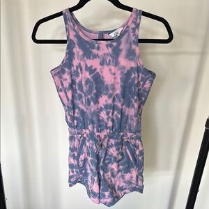 Athleta Pink and Blue Tie-Dye Romper with Elastic Waist size 8-10